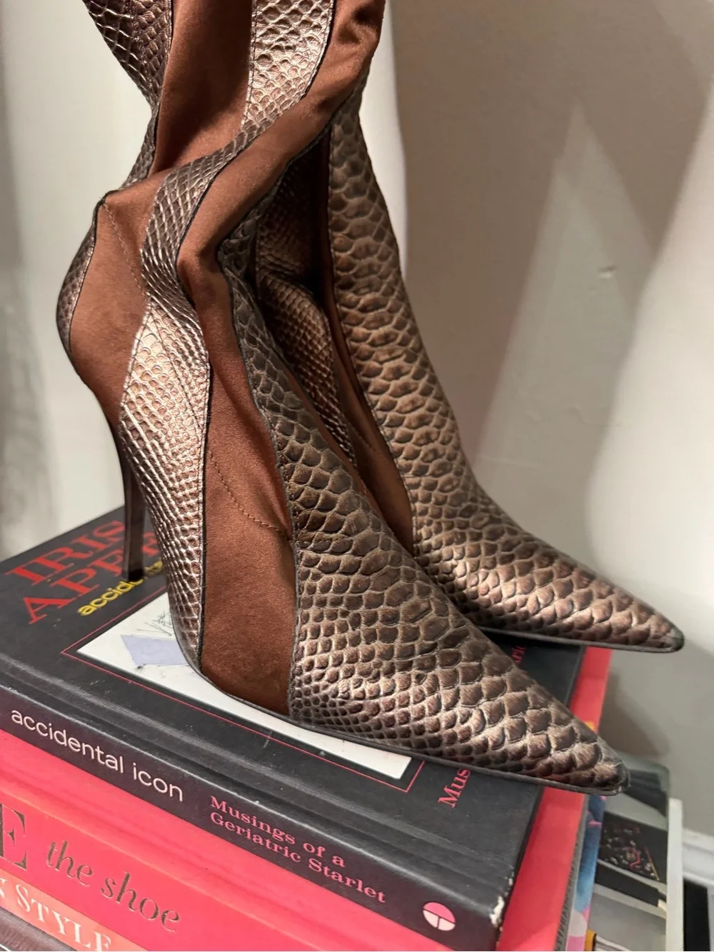 Women's Brown Pointed-Toe Stiletto Boots